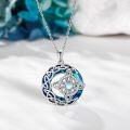 wholesale 925 Sterling Silver Celtic Knot Necklace with Blue Crystal and White Stone Pendant-0-3