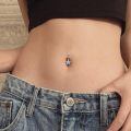 wholesale 925 Sterling Silver Blue Opal Daisy Belly Button Ring Evil Eye Body Jewelry for Women-0-2