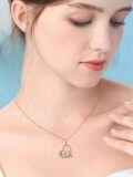 wholesale 925 Sterling Silver Heart Mountain Pendant Necklace Abalone Shell Gold Plated For Women-0-4
