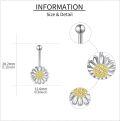 wholesale 925 Sterling Silver Sunflower Daisy Dangle Hoop Belly Ring (14G)-0-4
