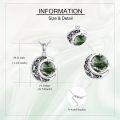 wholesale 925 Sterling Silver Green Moss Agate Crescent Moon Filigree Pendant Necklace for Women-0-2