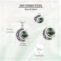 wholesale 925 Sterling Silver Green Moss Agate Crescent Moon Filigree Pendant Necklace for Women-0-2