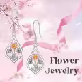 TOUPOP Sterling Silver Stone Flower Dangle Drop Leverback Earrings-0-5