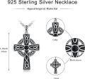 wholesale 925 Sterling Silver Celtic Cross Pendant with Black Zirconia and Intricate Knotwork Design Norse Viking Jewelry for Men Women 24 Chain -0-5