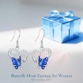 wholesale 925 Sterling Silver Blue Butterfly Heart Cubic Zirconia Drop Earrings For Women-0-6