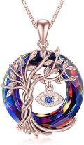 wholesale Sterling Silver Crystal Evil Eye Tree of Life Pendant Necklace - Gold Plated-0-24
