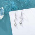 wholesale 925 Sterling Silver Snake Pearl Drop Dangle Leverback Earrings  for Women Girls-0-3
