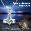 wholesale 925 Sterling Silver Oxidized Thor Hammer Mjolnir Vegvisir Abalone Shell Pendant Necklace-0-4