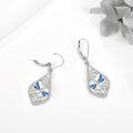 wholesale 925 Sterling Silver Blue Enamel Lotus Dragonfly Drop Earrings Yoga Jewelry-0-2