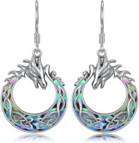 wholesale TOUPOP Dragon Earrings Sterling Silver Dragon Dangle Drop Earrings Abalone Shell Celtic Dragon Jewelry Dragon Gifts Christmas Xmas Birthday Gifts For Her Women Mom Grandma -undefined