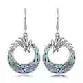 TOUPOP Sterling Silver Abalone Dragon Dangle Drop Earrings-0-0