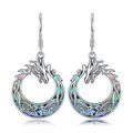 TOUPOP Sterling Silver Abalone Dragon Dangle Drop Earrings-0-0