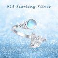 wholesale 925 Sterling Silver 925 Sterling Silver Moonstone Celtic Wolf Howling Adjustable Ring-0-5