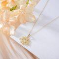 wholesale 14K Gold Lotus Flower Pendant Necklace with Cubic Zirconia - Yoga s for Women-0-2