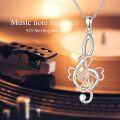 wholesale 925 Sterling Silver Treble Clef Music Note Necklace with Rose Gold Accents for Women Men s-0-5