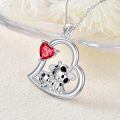 wholesale 925 Sterling Silver Mom Heart Shape Animal Pendant Necklaces for Women Girls Family Love Gift-0-51