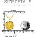 wholesale Gold 925 Sterling Silver Saint Michael Pendant with Archangel Cross and Protect Us Inscription on Round Medallion - 22+2mm Chain-0-4