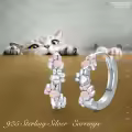 wholesale 925 Sterling Silver Pink Paw Print Huggie Hoop Earrings for Women - Small Animal Lover Gift Ideas-0-4