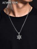wholesale 925 Sterling Silver Peace Sign in Star of David Pendant Necklace  s for Men Women Boys Girls-0-2