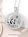 wholesale 925 Sterling Silver Panda Bamboo Tree Pendant Necklace for Women-0-3
