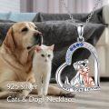wholesale 925 Sterling Silver Cat and Dog Heart Pendant Necklace for Women Cute Animal Best Friend Forever -0-5