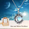 wholesale 925 Sterling Silver Opalite Crescent Moon and Sun Necklace - Celestial Charm Pendant-0-4