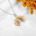 wholesale 925 Sterling Silver Sun and Moon Pendant with Cubic Zirconia Chain Necklace-0-2