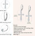 wholesale 925 Sterling Silver White Fire Opal Cross Drop Leverback Earrings for Women-0-4