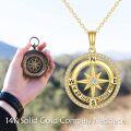 wholesale 14K Gold Compass Pendant Necklace with Cubic Zirconia - Graduation Gifts for Her-0-1