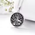 TOUPOP Sterling Silver Tree Of Life 2 Dogs Pendant Animal Jewelry Gifts-0-1