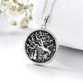 TOUPOP Sterling Silver Tree Of Life 2 Dogs Pendant Animal Jewelry Gifts-0-1