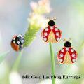 wholesale 14K Gold Ladybug Stud Earrings with Cubic Zirconia and Enamel - Christmas Gift Ideas for Women-0-4