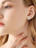wholesale 925 Sterling Silver Alligator Heart Moonstone Stud Earrings for Women Gift-0-3