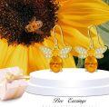 wholesale 925 Sterling Silver Citrine & Cubic Zirconia Honeybee Leverback Dangle Earrings for Women-0-4