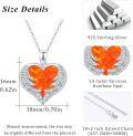 wholesale 925 Sterling Silver Orange Opal Heart with Wings Pendant Necklace - Dainty  for Women-0-3