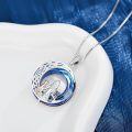 wholesale 925 Sterling Silver Blue Crystal Celtic Knot Cat & Mermaid Pendant Necklace-0-3