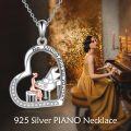 wholesale 925 Sterling Silver Piano Necklace with Heart-Shaped Border for Music Lovers - Elegant Gift for Her, Adjustable Chain, Lead & Nickel-Free-0-3