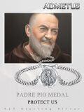 wholesale 925 Sterling Silver Padre Pio Medal Charm Bracelet with Infinity Link Chain for Men Women (Adjustable)-0-5
