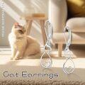wholesale 925 Sterling Silver Cat Heart Drop Earrings for Women Hypoallergenic Fine -0-5