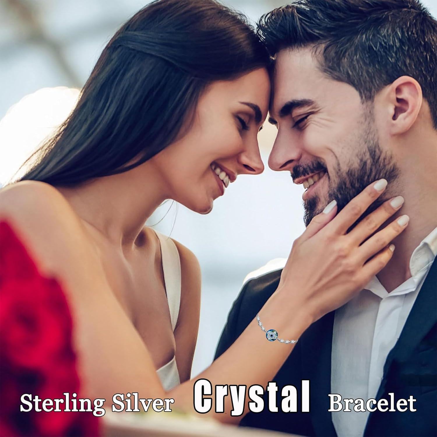 Sterling Silver Crystal Evil Eye Necklace Pendant for Women Protection Good Luck Gift-0-3