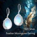 wholesale 925 Sterling Silver Moonstone Drop Dangle Earrings with Leaf Design for Women-0-2