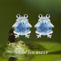 TOUPOP Sterling Silver & July Birthstone Frog Earrings-0-2