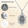 wholesale 925 Sterling Silver Metal Stone Virgin Mary Necklace Miraculous Medal Guadalupe  for Women Girls-0-3