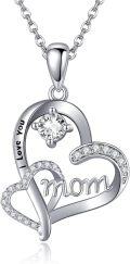 wholesale 925 Sterling Silver Heart Love You MOM Pendant Necklaces Gifts for Women Girls Mother's Day Birthday Christmas Anniversary Present Jewelry Accessories-0-0