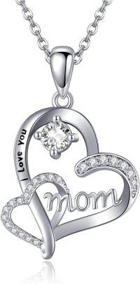 wholesale 925 Sterling Silver Heart Love You MOM Pendant Necklaces Gifts for Women Girls Mother's Day Birthday Christmas Anniversary Present Jewelry Accessories-mama