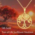 wholesale 14K Yellow Gold & Cubic Zirconia Tree of Life Pendant Necklace - 16+1 Adjustable Chain (1.75g)-0-5