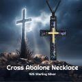 wholesale Sterling Silver Men s Black Cross Necklace with Turquoise Pendant-0-1