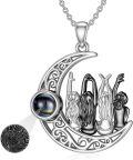 wholesale 925 Sterling Silver Moon & Crystals Family Pendant Necklaces Gifts for Women Girls Mother's Day Jewelry-0-0