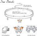 wholesale 925 Sterling Silver Butterfly Charm Ankle Anklets for Women - Orange Stone Accents-0-1