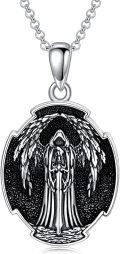 wholesale 925 Sterling Silver Santa Muerte Triple Moon Necklace Gothic  for Women-0-0